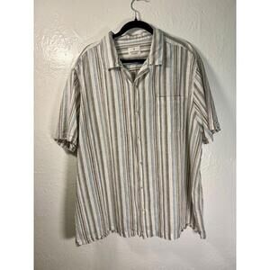 Mutual‎ Weave Button Up Short Sleeve Mens 2XL Shirt Coastal Beach Travel Stripe